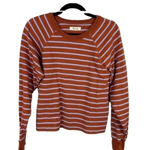 Madewell Orange and Blue Striped Long Sleeve Sweater Small